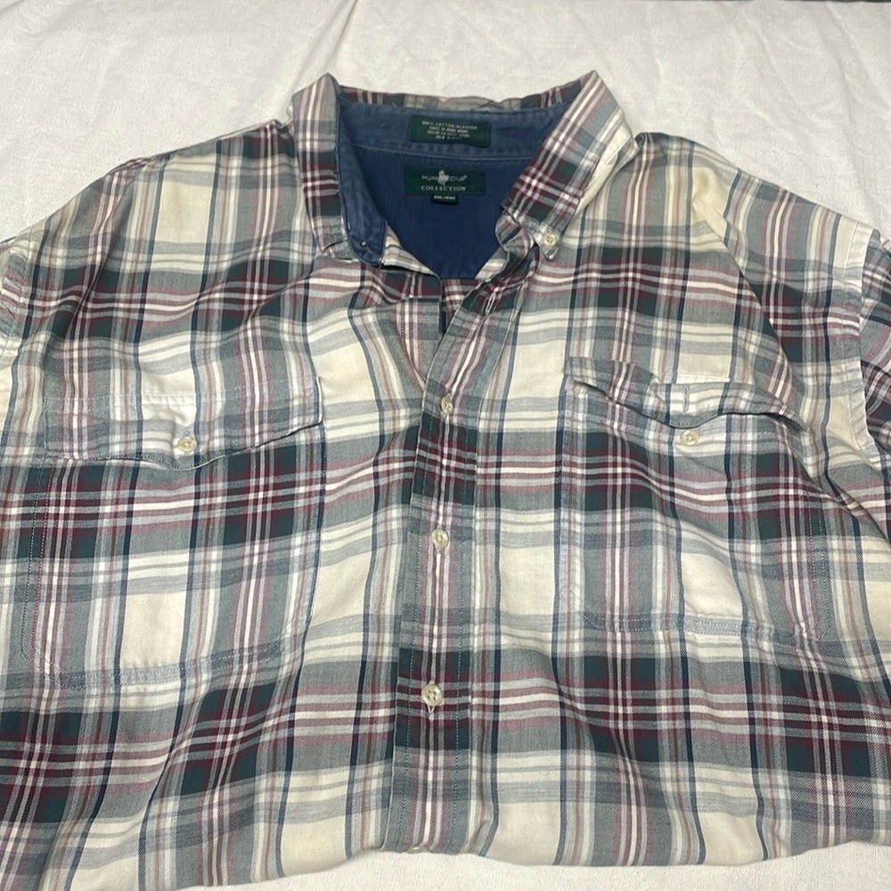 Hunt club xxl white and red double breast pocket flannel